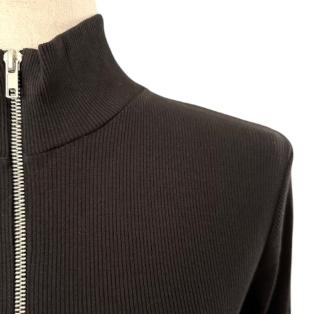 Zara Black Ribbed Quarter Zipper Front Turtleneck Long Sleeve Bodysuit Lrg NWOT - Picture 4 of 16